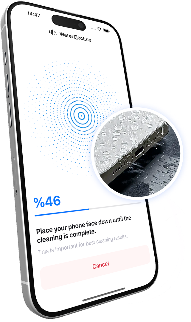 Clear Wave Water Eject iPhone App - Remove Water from Phone Speaker Cleaner Interface